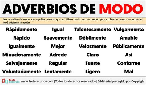 Adverbios Ejemplos De Modo