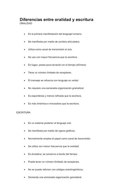 Comparacion Entre Oralidad Y Escritura