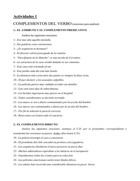 Oraciones para analizar 4 eso con soluciones