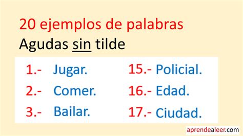 Palabras Ejemplos De Palabras Agudas