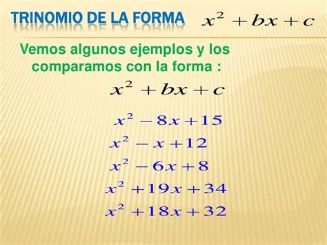 Trinomio De La Forma X Bx C Ejemplos Sujeto