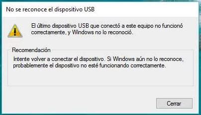 Error de solicitud de descriptor de dispositivo